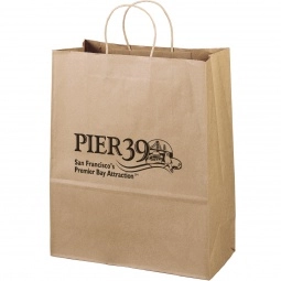 Recycled Brown Kraft Promotional Shopping Bag - 13"w x 15.75"h x 6"d