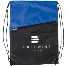 Two-Tone Custom Drawstring Backpack w/ Zipper - 13"w x 16.75"h