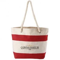 Cotton Canvas Custom Boat Tote w/ Rope Handles - 18.75"w x 12.75"h x 6.75"d