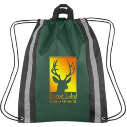 Full Color Reflective Custom Drawstring Sports Backpack - 16"w x 20"h